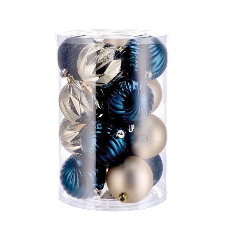 SET 16 PALLINE DI NATALE ORO E BLU - ø8 CM