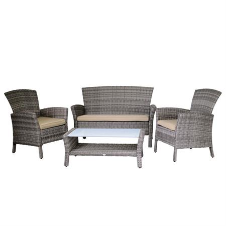 salotto da giardino amalia polyrattan grigio con cuscini
