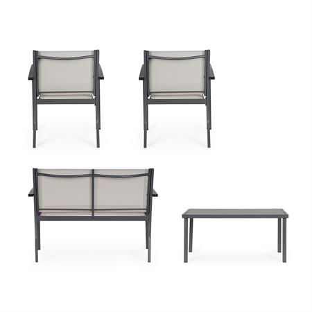 salotto da giardino in acciaio set tavolo e sedie florida grigio chiaro