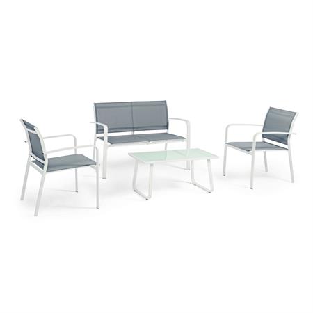 salotto da giardino tavolo e sedie bizzotto arent bianco