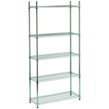 scaffale acciaio cromato 5 ripiani 90x35x180 cm