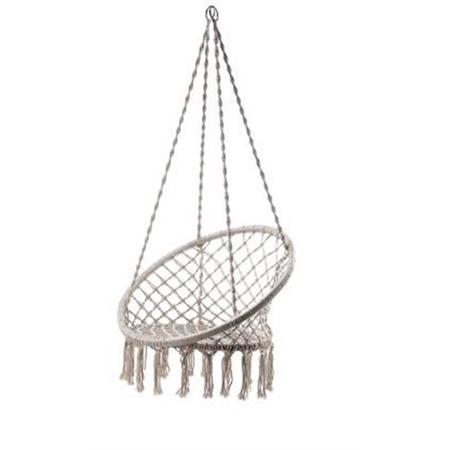 sedia a dondolo sospesa in tessuto ecru vacchetti