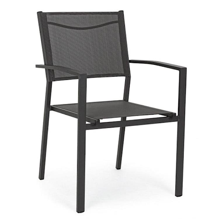 SEDIA DA GIARDINO IN ALLUMINIO IMPILABILE - HILDE - ANTRACITE