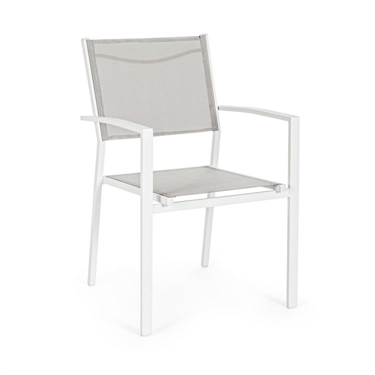 SEDIA DA GIARDINO IN ALLUMINIO IMPILABILE - HILDE - BIANCA