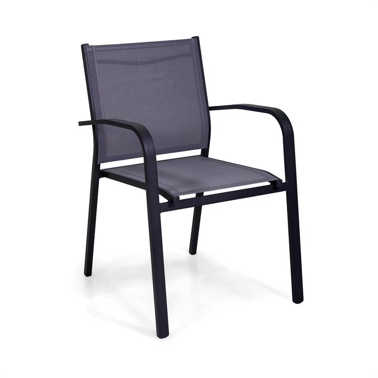 SEDIA DA GIARDINO IN ALLUMINIO IMPILABILE - SULLIVAN - ANTRACITE