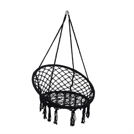 sedia a dondolo sospesa in tessuto grigio scuro vacchetti