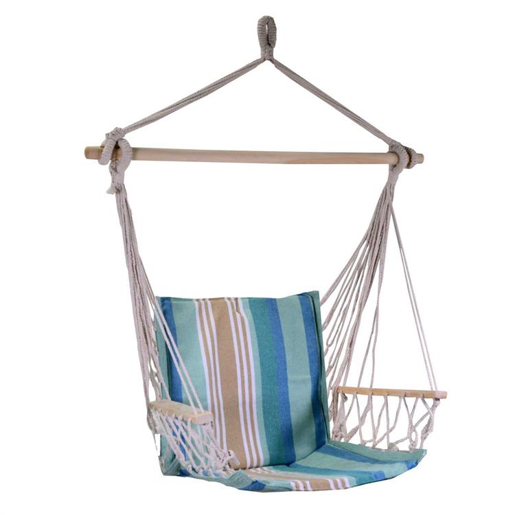 SEDIA A DONDOLO SOSPESA IN TESSUTO A RIGHE VERDE ACQUA - VACCHETTI