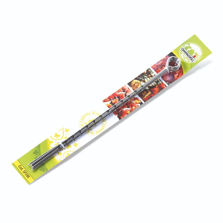 SPIEDINI IN ACCIAIO PER BARBECUE OMPAGRILL SET DA 5