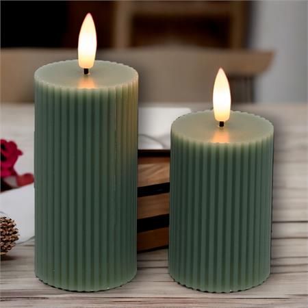 set 2 candela cilindrica 3df a coste ribbed 5cm h lot 8024199076150