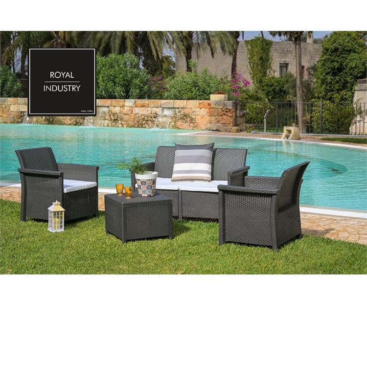 SALOTTO DA GIARDINO - DOLCEFARNIENTE - SET TAVOLO, POLTRONE E DIVANO 2 POSTI - ANTRACITE