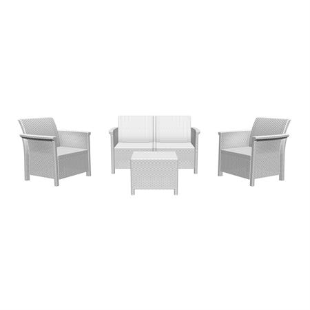 salotto da giardino in resina set tavolo e poltrone divano 2 posti dolcefarniente bianco