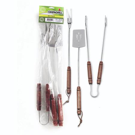 set di 3 utensili da barbecue ompagrill rustico
