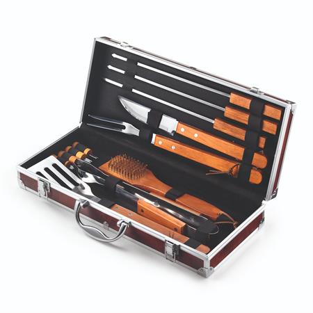 set di 12 utensili da barbecue ompagrill con valigetta