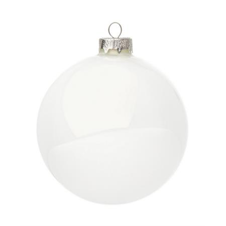 palla di natale in vetro bianco lucido diametro 10 cm singola