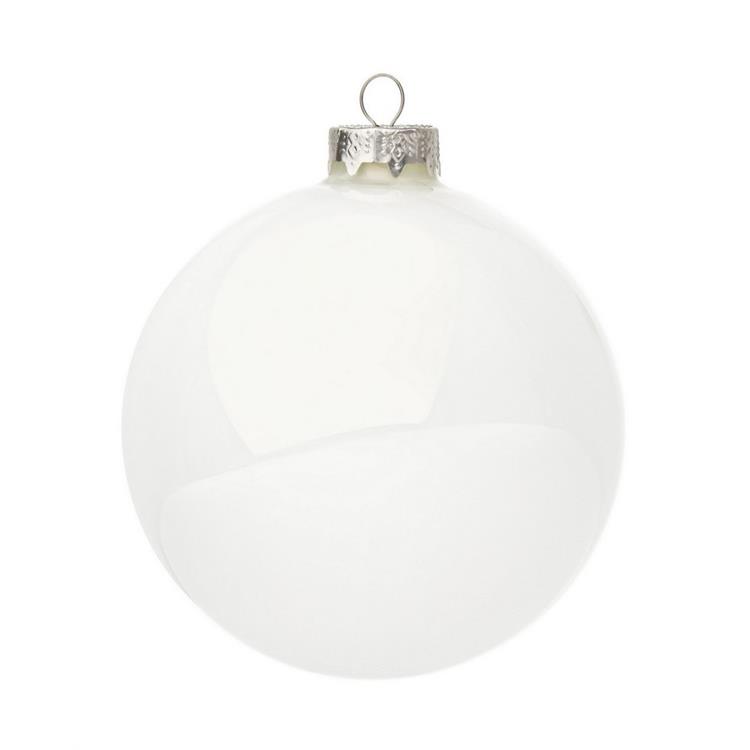PALLA DI NATALE IN VETRO - BIANCO LUCIDO - ø10 CM - SINGOLA