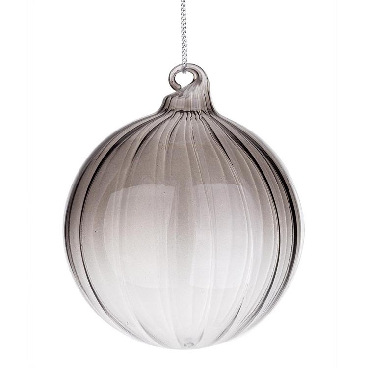 PALLA DI NATALE IN VETRO - NUANCE GRIGIO - ø10 CM - SINGOLA
