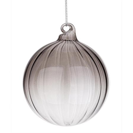 palla di natale in vetro nuance grigio diametro 8 cm singola