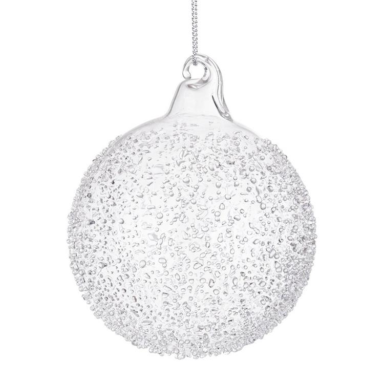 PALLA DI NATALE IN VETRO TRASPARENTE - SATURNO - ø8 CM - SINGOLA