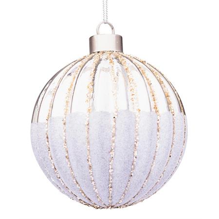 palla di natale in vetro segment argento diametro 8 cm singola