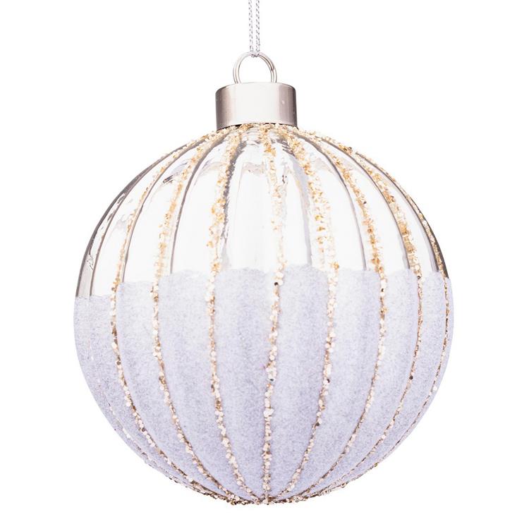 PALLA DI NATALE IN VETRO - SEGMENT ARGENTO - ø8 CM - SINGOLA