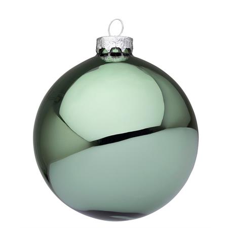 palla di natale in vetro verde cinabro lucido diametro 10 cm singola