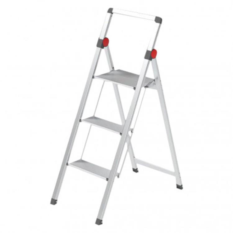 SGABELLO IN ALLUMINIO 3 GRADINI CON PARAPETTO ALTO - 