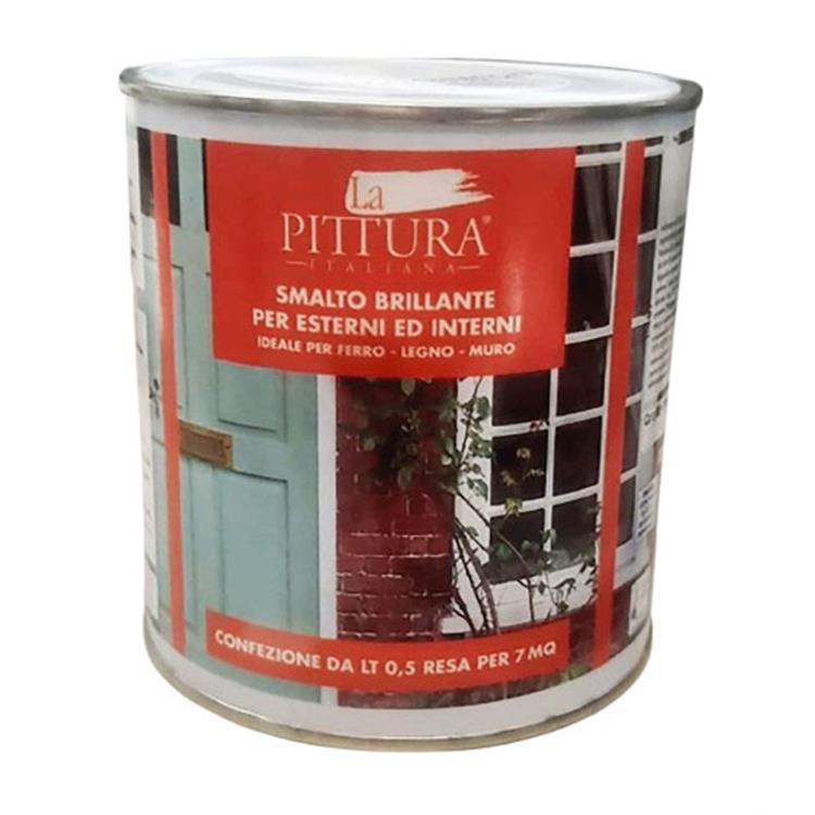 SMALTO SINTETICO BRILLANTE PER ESTERNI ED INTERNI COLORE NERO 500 ML.