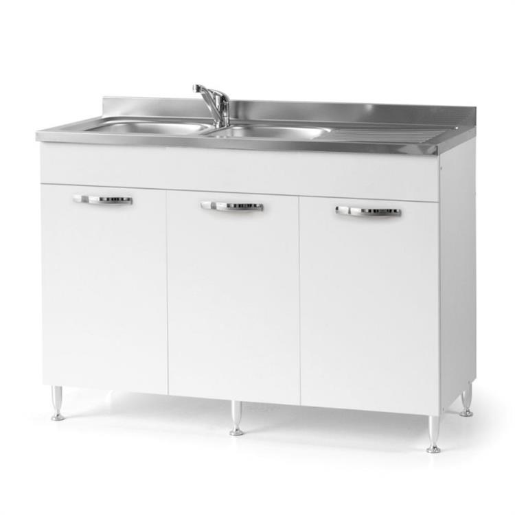 LAVELLO CUCINA CON SOTTOLAVELLO 120CM BIANCO (GOCCIOLATOIO DESTRO)
