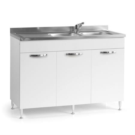 lavello cucina con sottolavello 120cm bianco gocciolatoio sinistro
