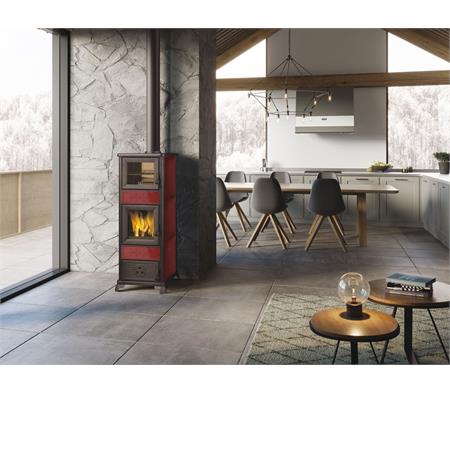 stufa a legna con forno ek63 decor c bordeaux