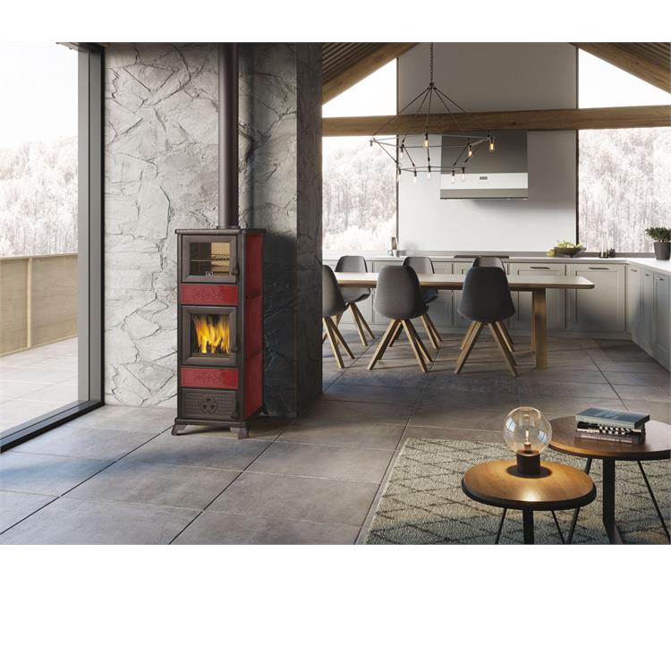 STUFA A LEGNA CON FORNO EK63 DECOR C BORDEAUX