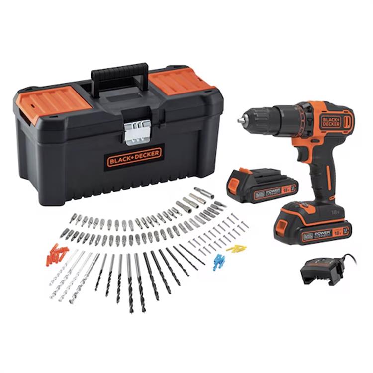 BLACK DECKER TRAPANO AVVITATORE A PERCUSSIONE A BATTERIA 18V CON ACCESSORI