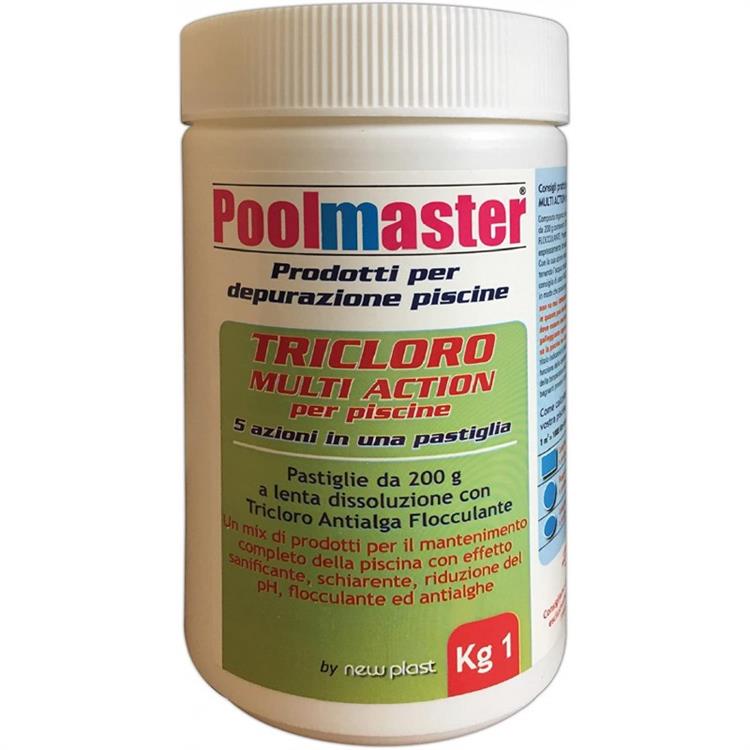 TRICLORO MULTI ACTION PASTIGLIE PER DISINFEZIONE SANIFICAZIONE ACQUA PISCINA 1 KG.
