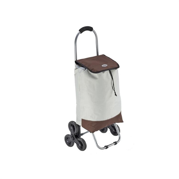 TROLLEY SPESA TRIO BICOLORE BEIGE/NOCE 32X25X88H