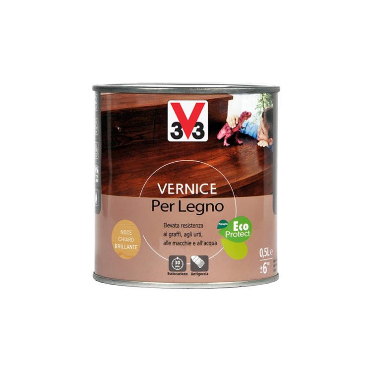 VERNICE PER LEGNO COLORATA V33 0.5LT NOCE CHIARO SATINATO