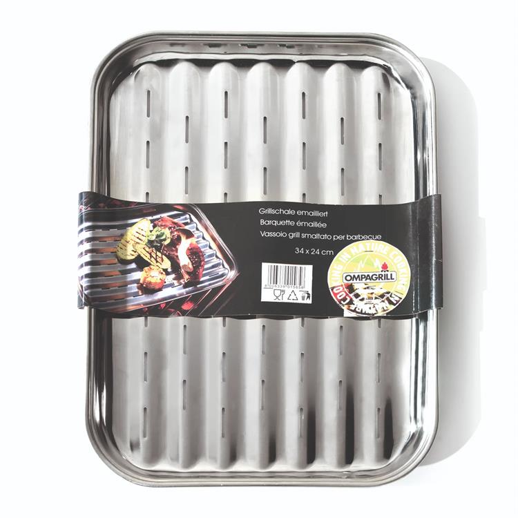 VASSOIO IN ACCIAIO INOX, GRILL E BARBECUE - 34x24 CM