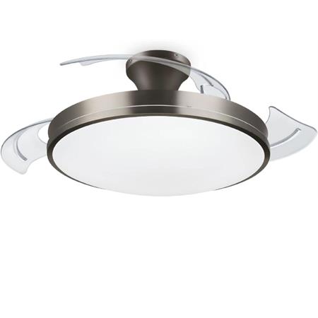 plafoniera ventilatore atlas 35 28w luce led e refrigerazione colore nichel