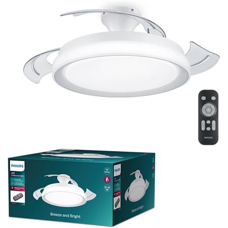 plafoniera con ventilatore bliss 35 28w luce led e ventilazione silenziosa colore bianco