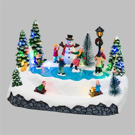 villaggio di natale innevato lotti con led musica e movimento rotante